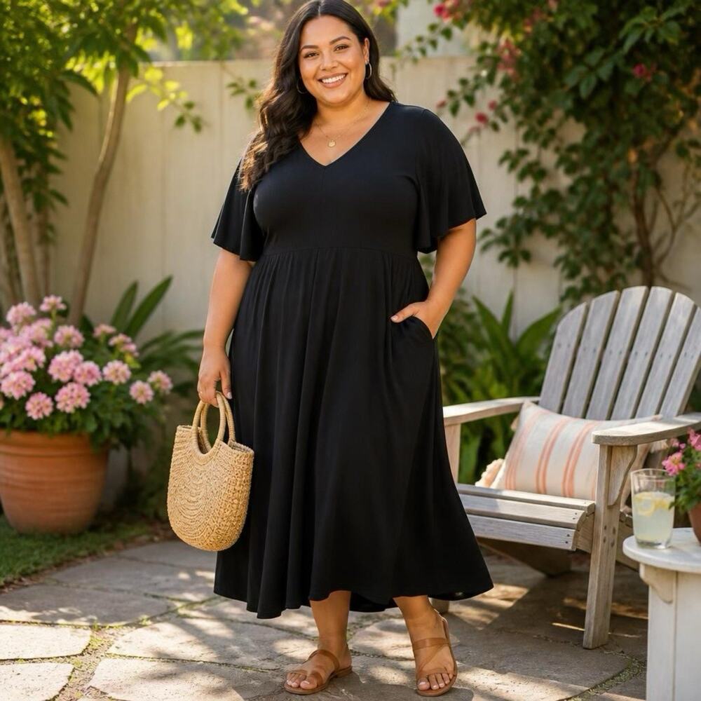 KOH KOH Maxi Dress Goddess Curvy black Wedding Resort Formal Women Plus 4XL NWD